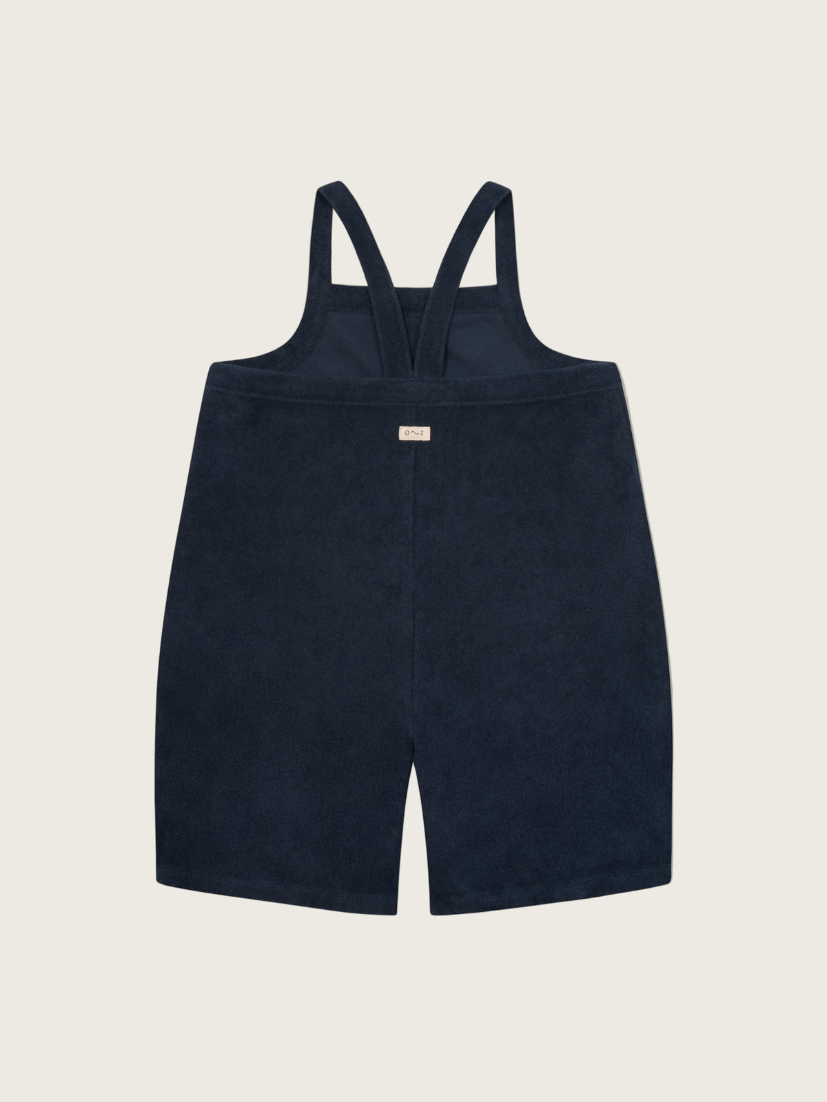 toddler navy boxy cropped soft organic terry cotton dungarees