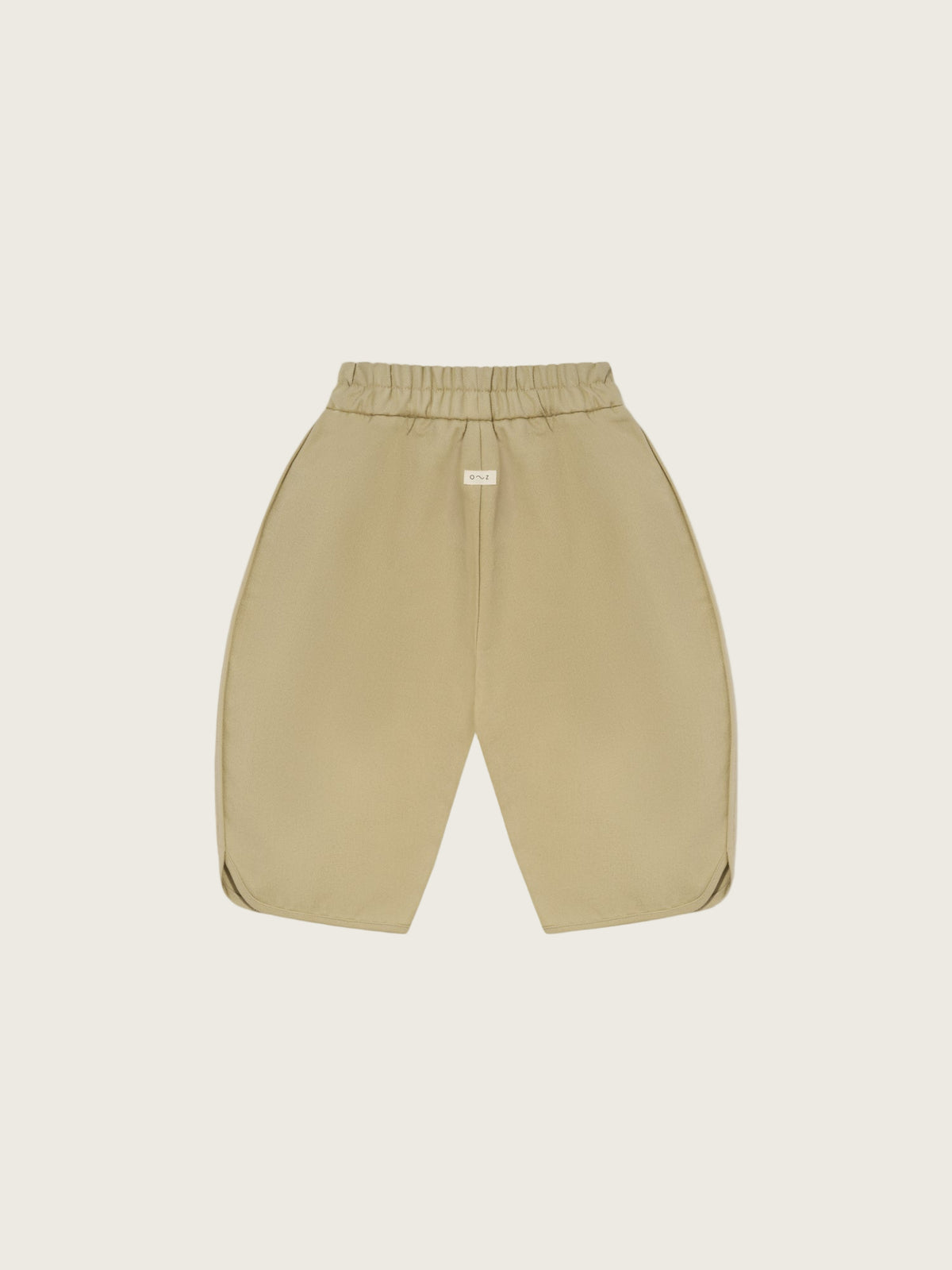 toddler organic twill sea salt grey balloon barrel trousers with pleats, elastic waistband & curved hem