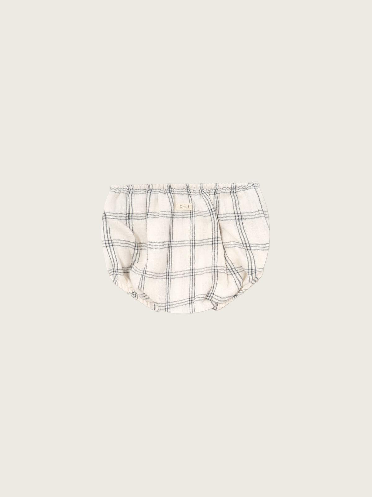 baby & toddler white muslin navy window check shortie bloomers with elasticated waist & leg openings