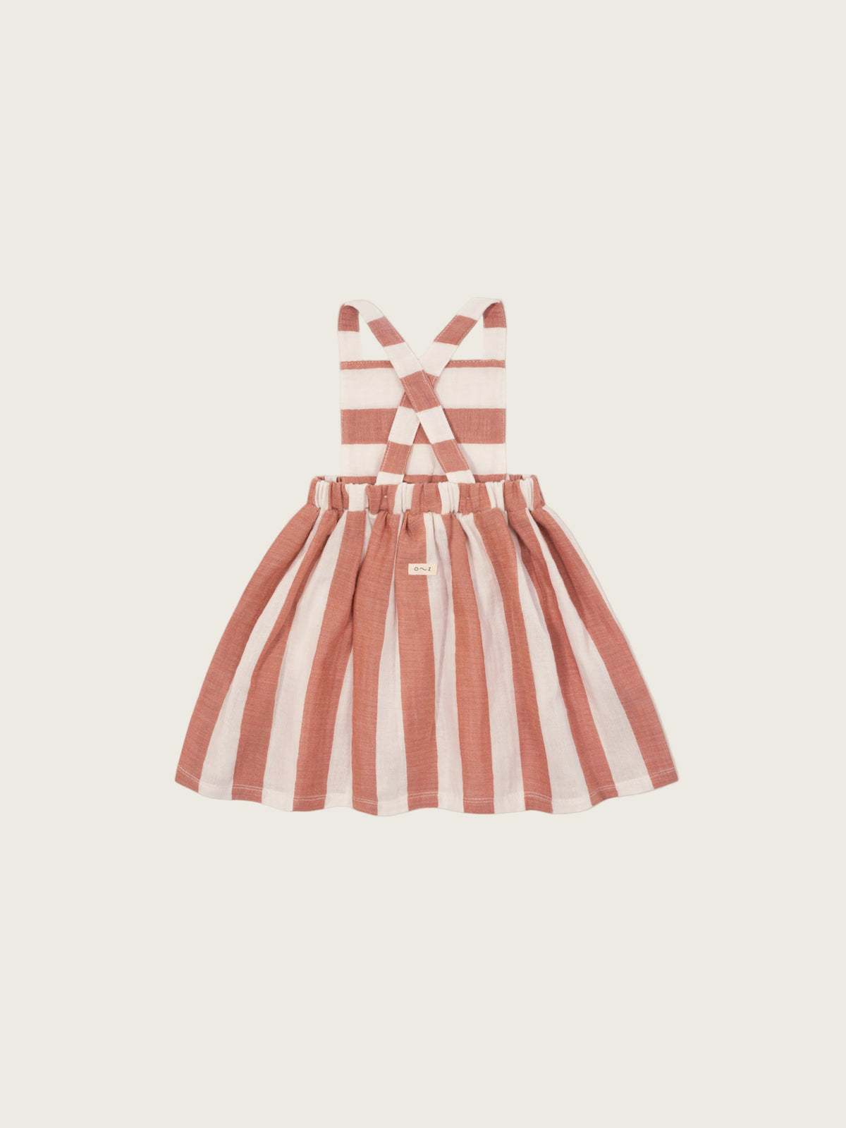 toddler organic muslin sienna red striped apron skirt with cross back & elastic waistband