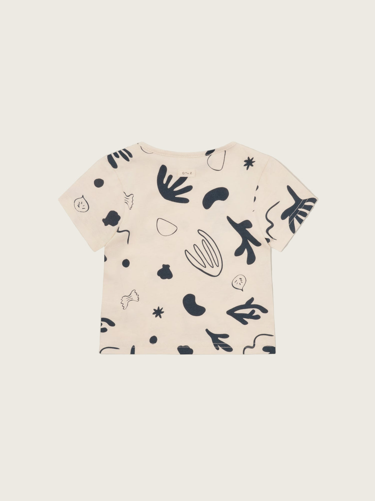 baby & toddler undyed cotton crew neck white classic t-shirt with navy ocean print