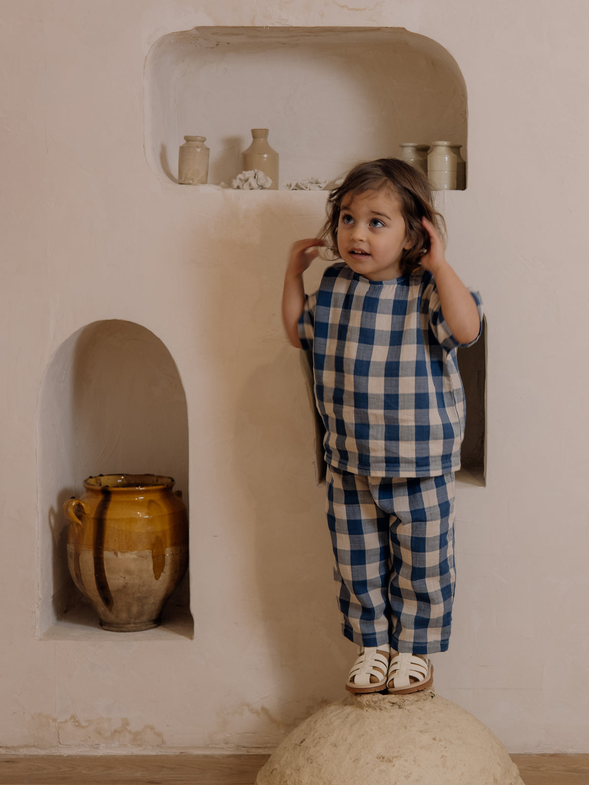 Pottery Blue Gingham Boxy T-shirt