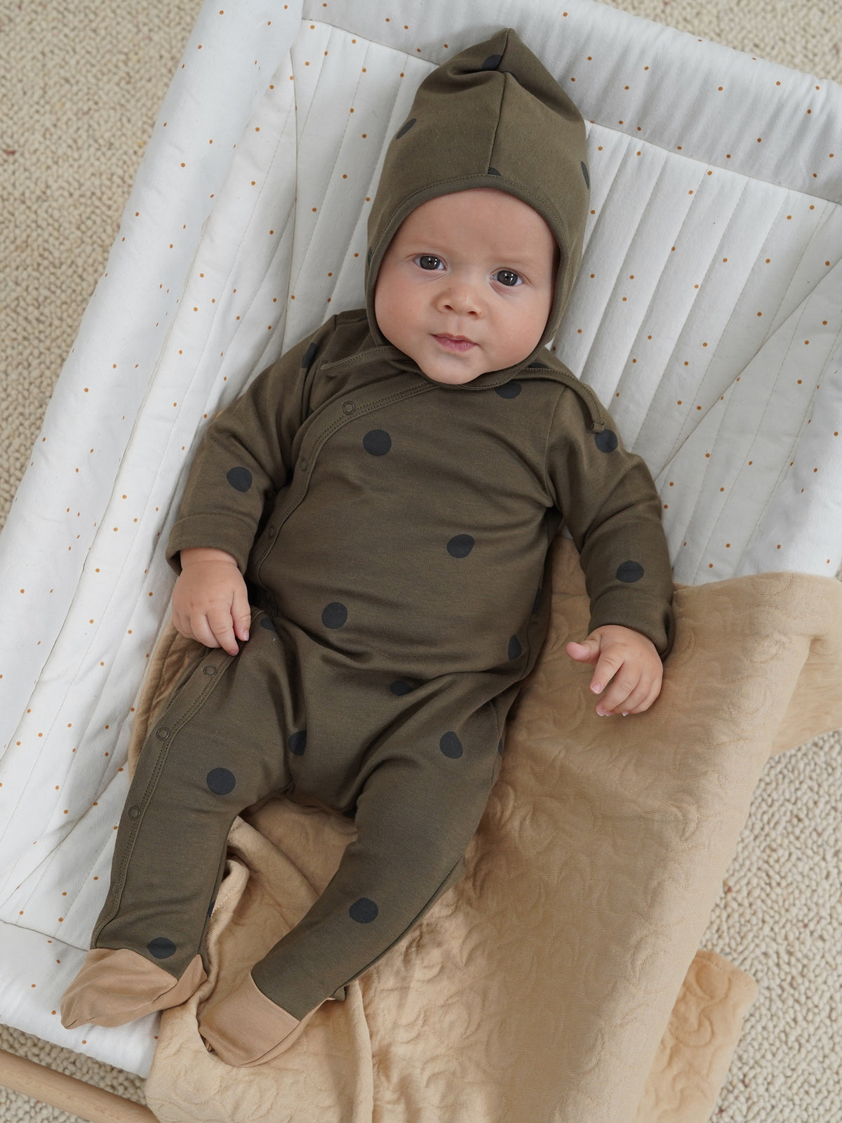 Olive Dots Bonnet