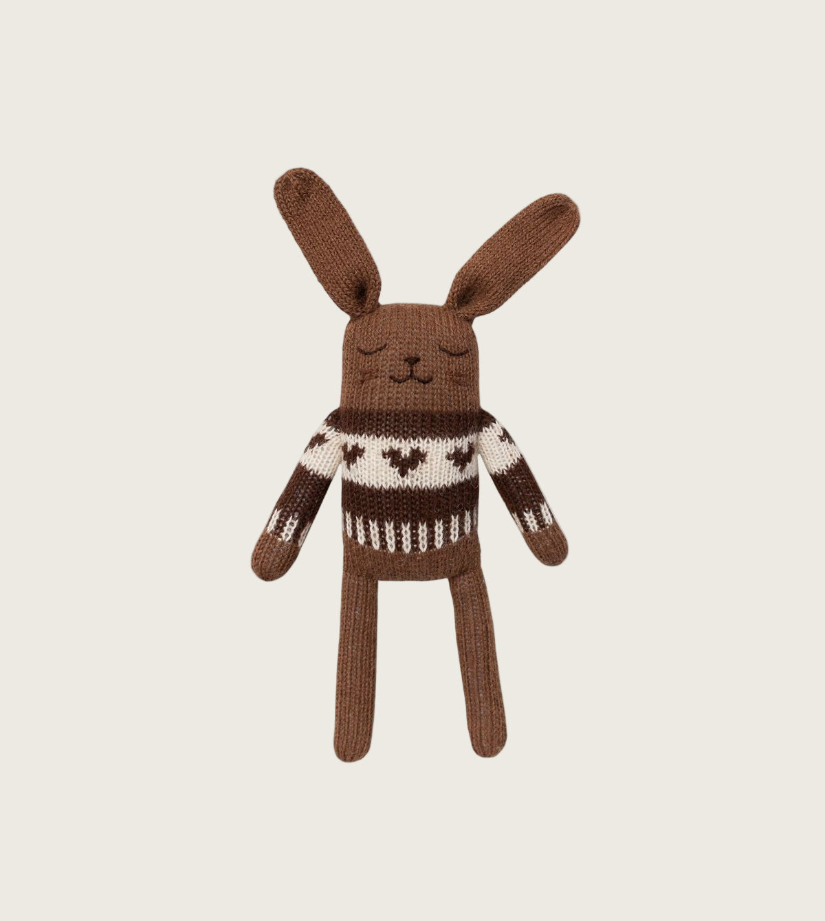 Bunny Soft Toy - Dark Mocha Heart Sweater