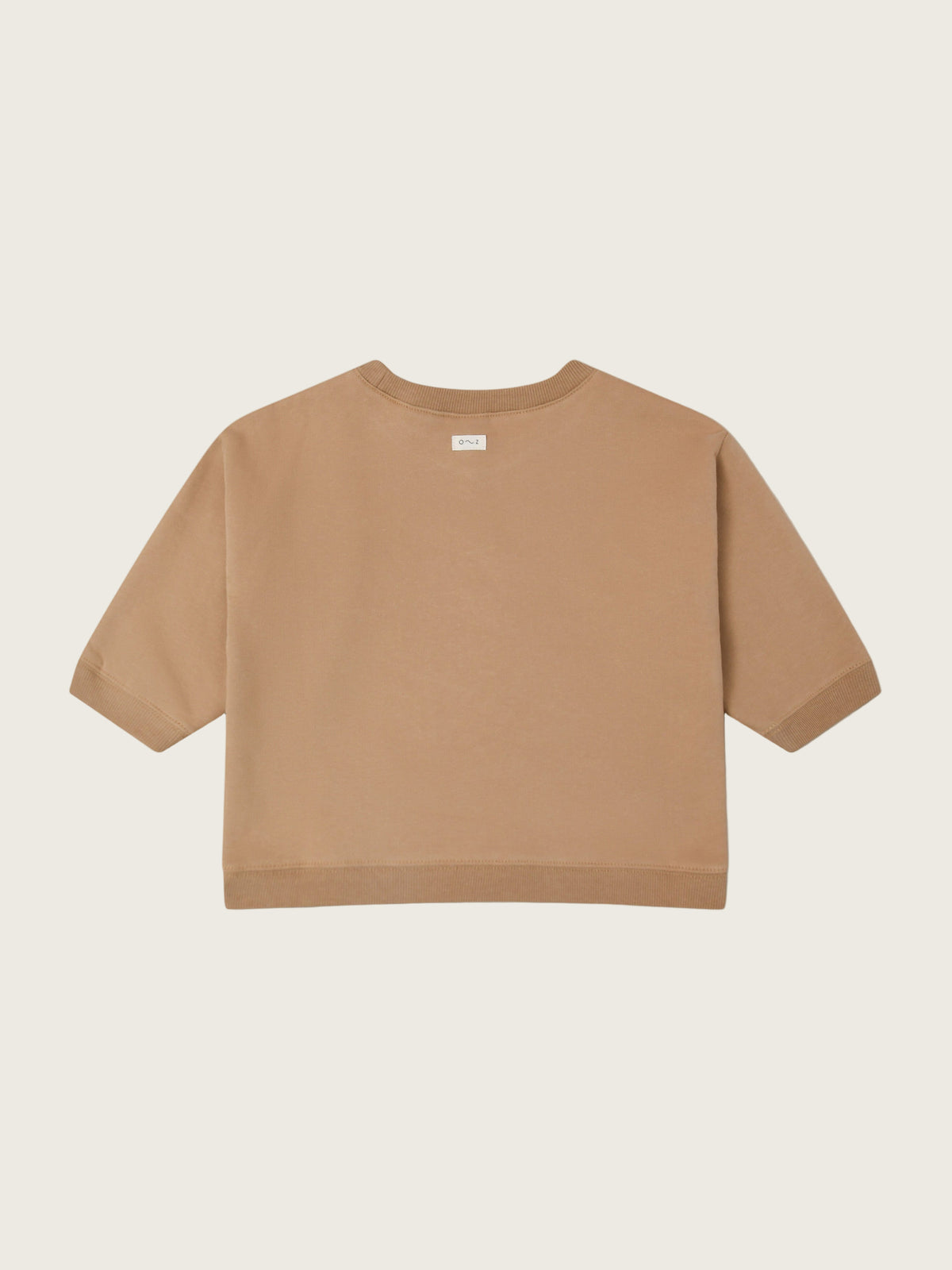baby and toddler brown sweater with FRIENDS WITH NATURE in wavy text across the front