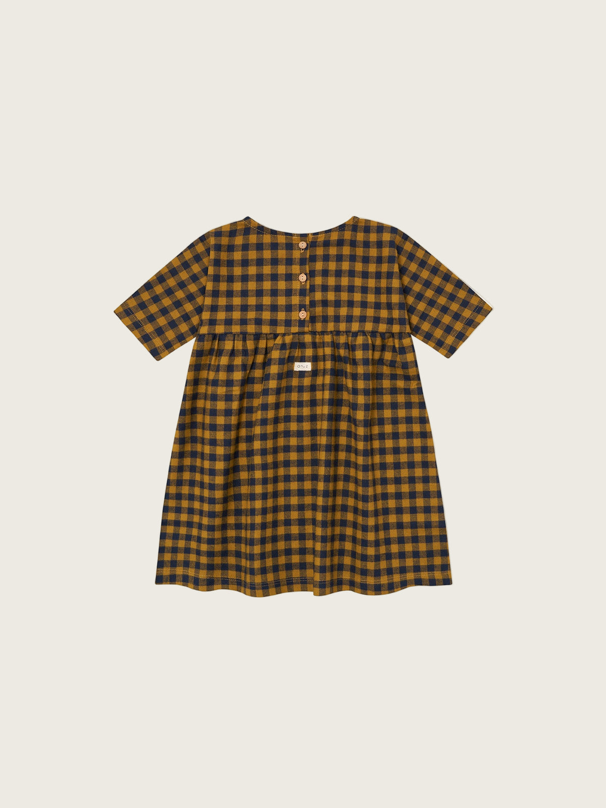 Blueberry Gingham Gather Dress