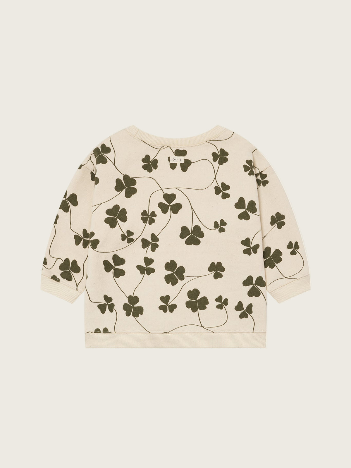 toddler cream undyed cotton sweatshirt with green clover print