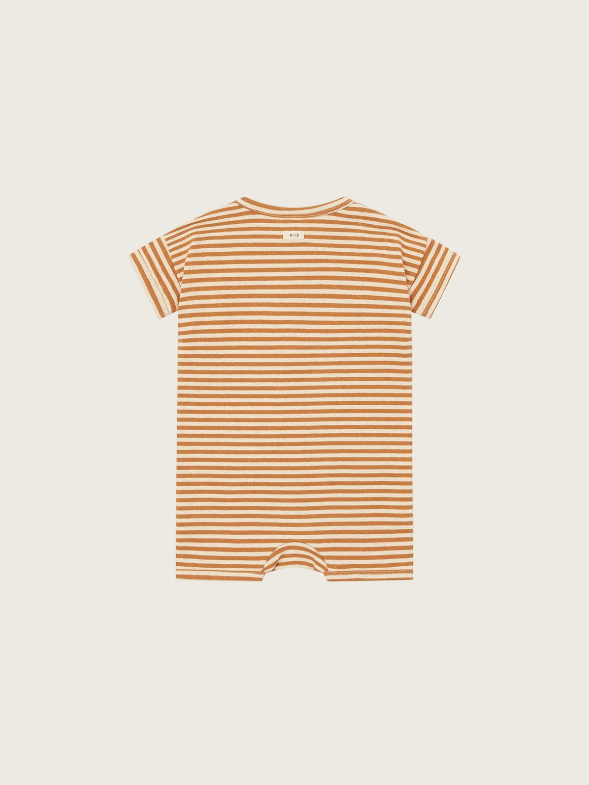 Striped baby romper on a white background