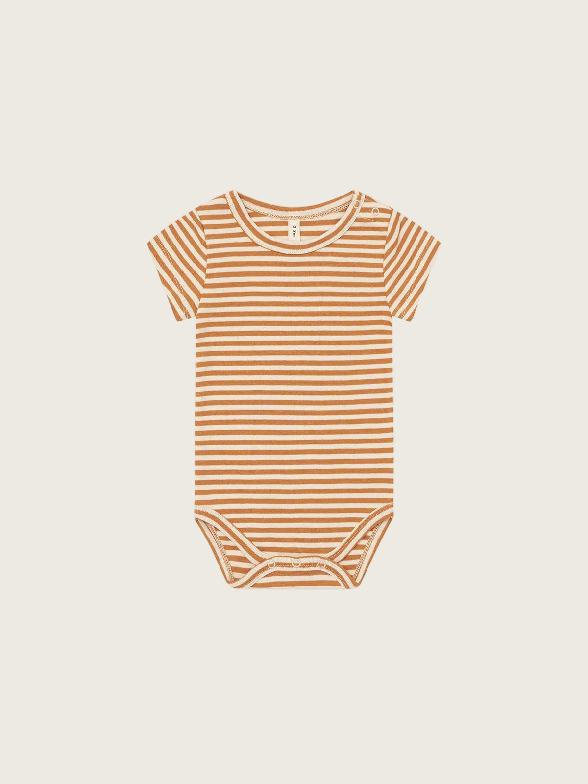 Striped baby onesie on a white background