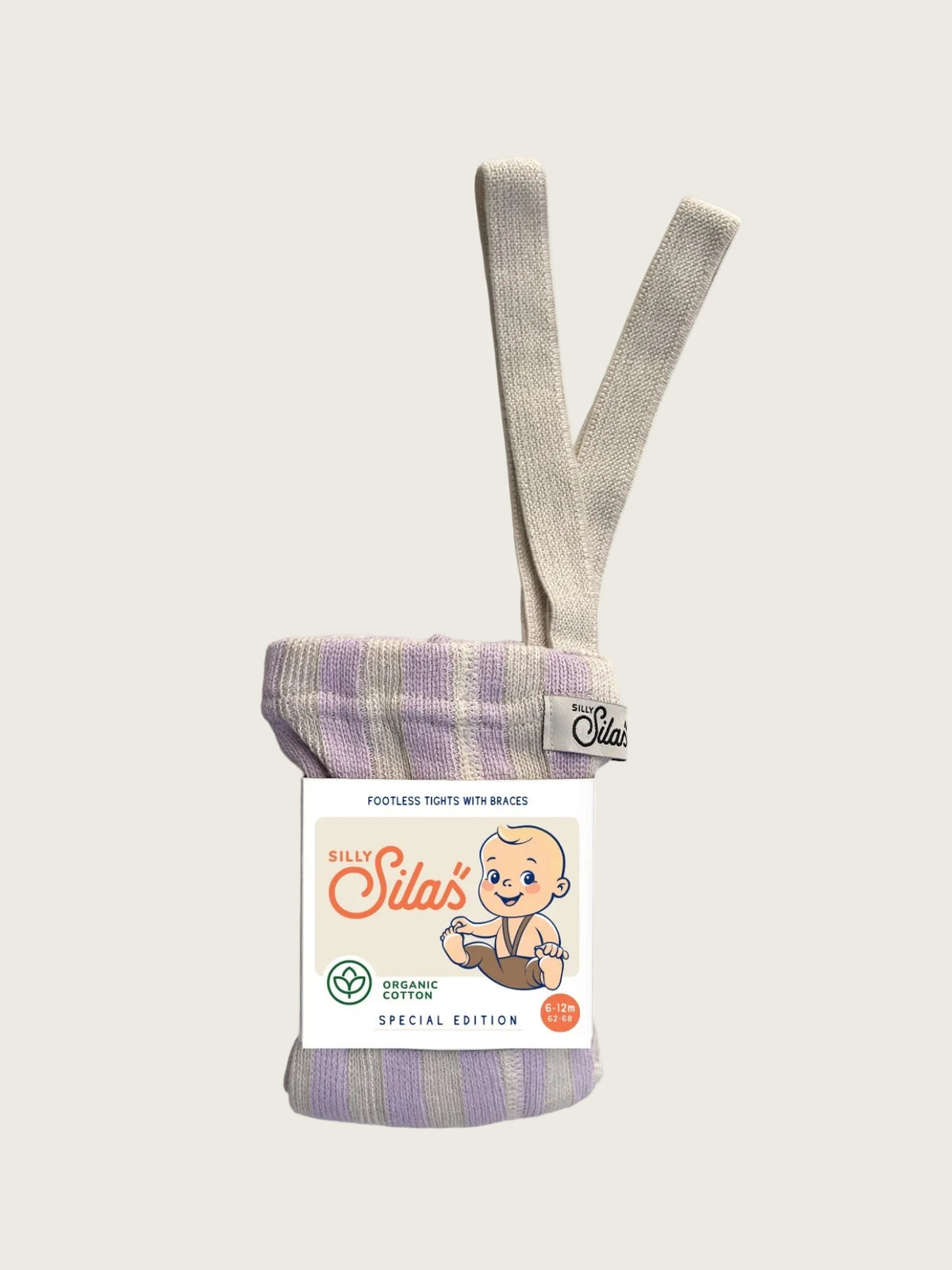 Baby tights with braces and packaging on a white background