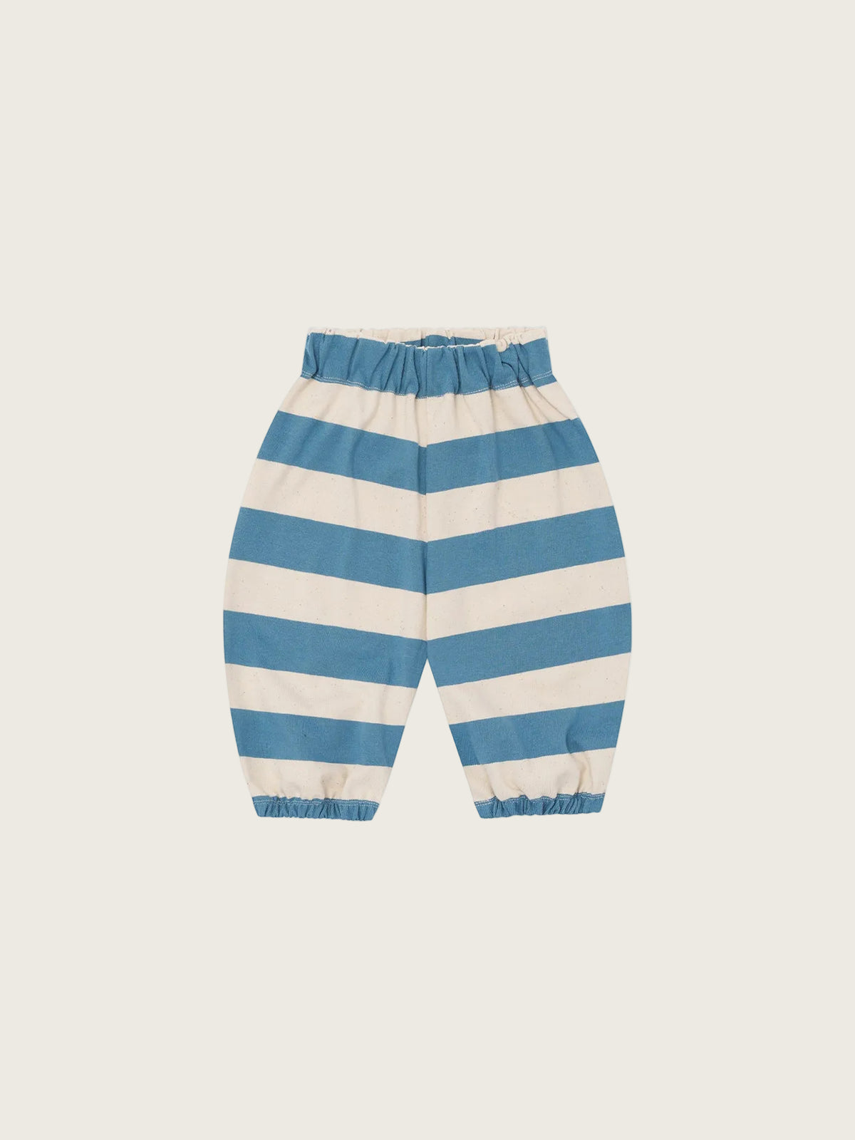 Blue and white striped pants on a white background