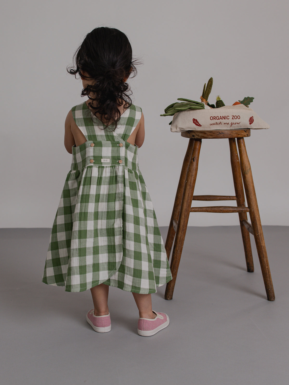 Dill Gingham Sleeveless Dress