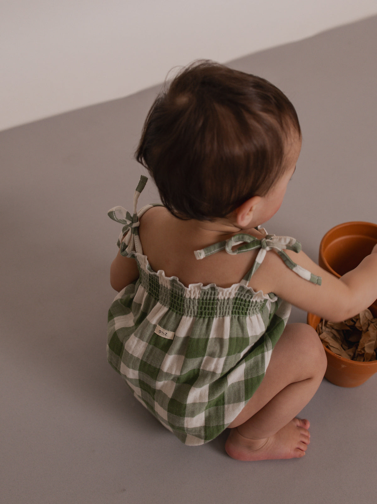 Dill Gingham Spaghetti Bodysuit