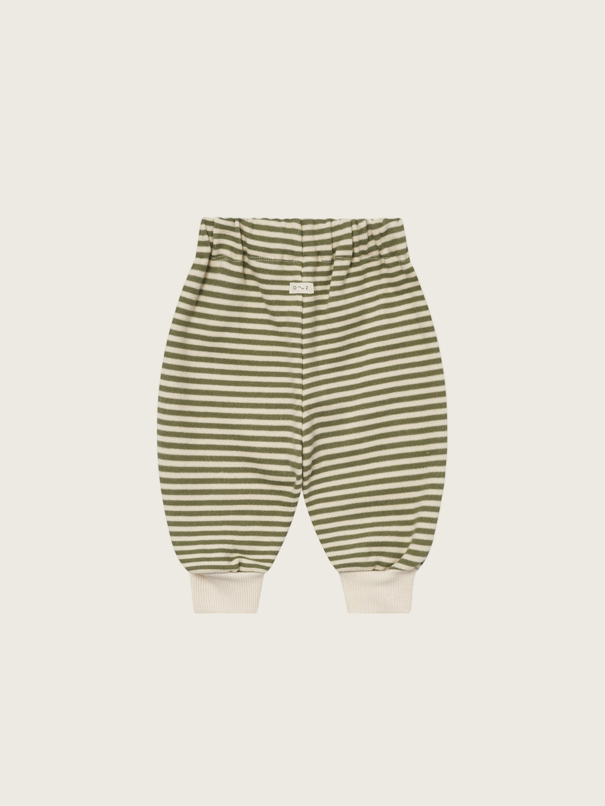 baby and toddler organic terry cotton drawstring sweatpants in fern green and white stripes