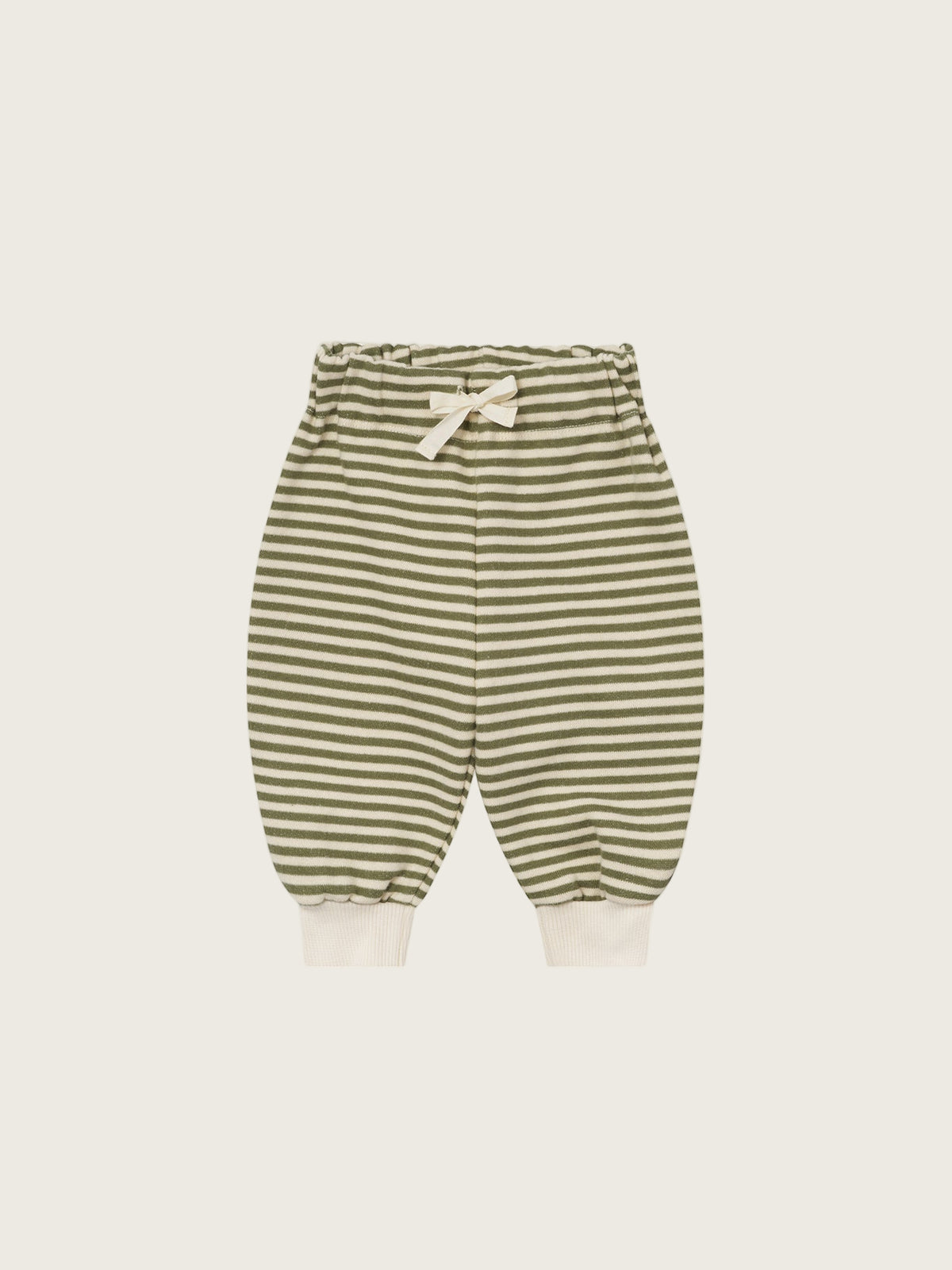 baby and toddler organic terry cotton drawstring sweatpants in fern green and white stripes