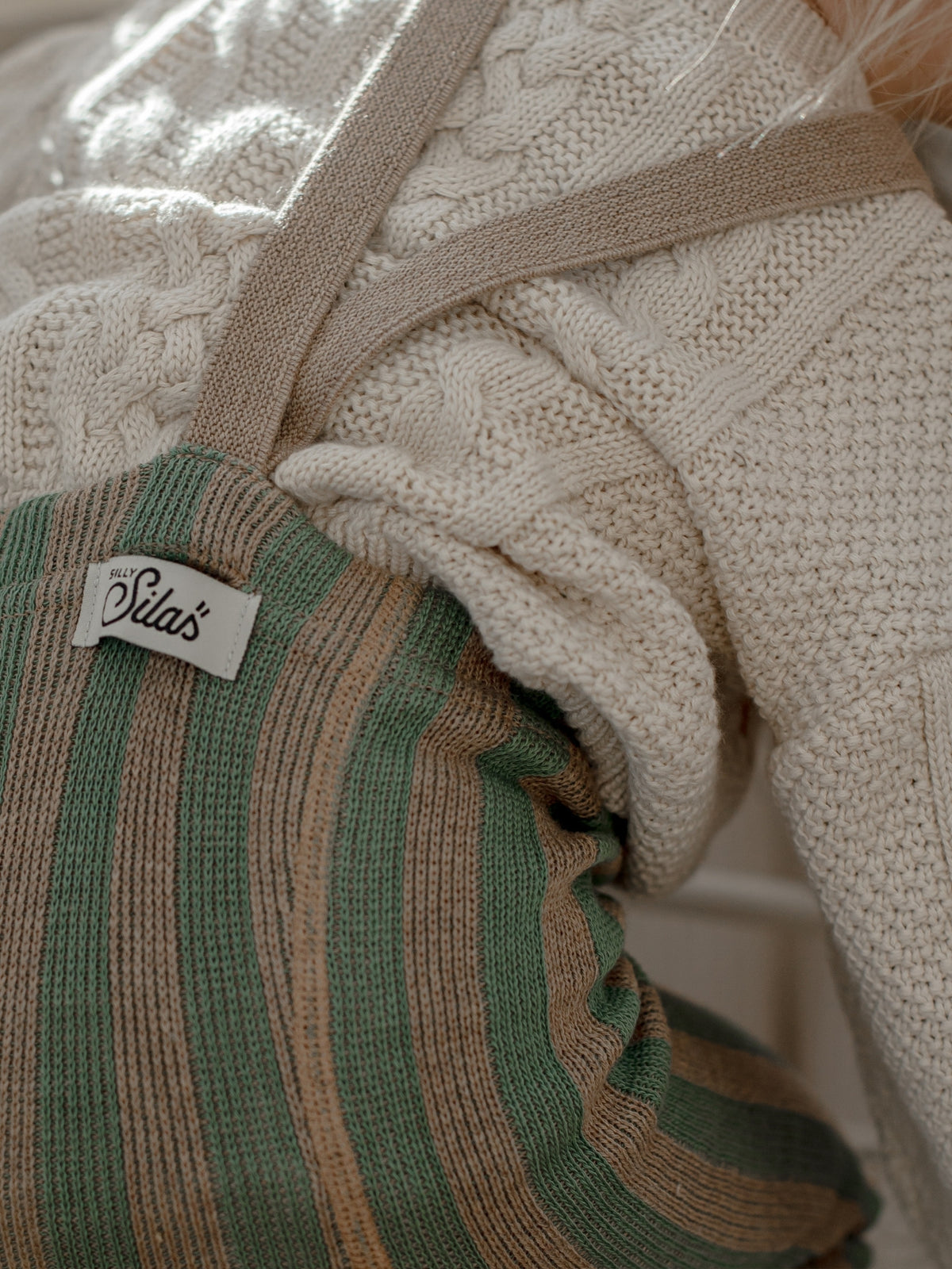 Matcha and Peanut Striped Footless Tights