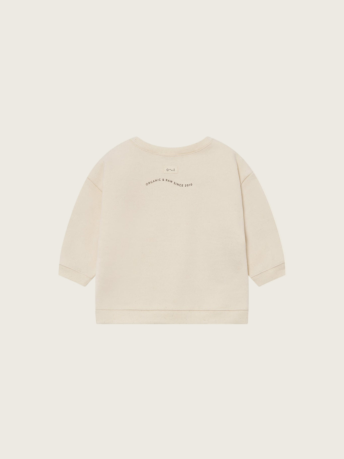 toddler cream undyed cotton boxy drop shoulder sweatshirt with milk text and shoulder buttons