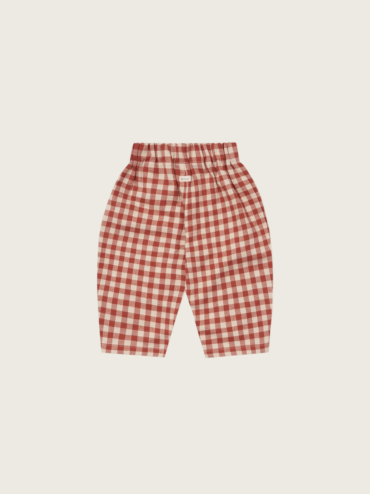 baby and toddler checkered gingham wide leg flannel pants in red and cream