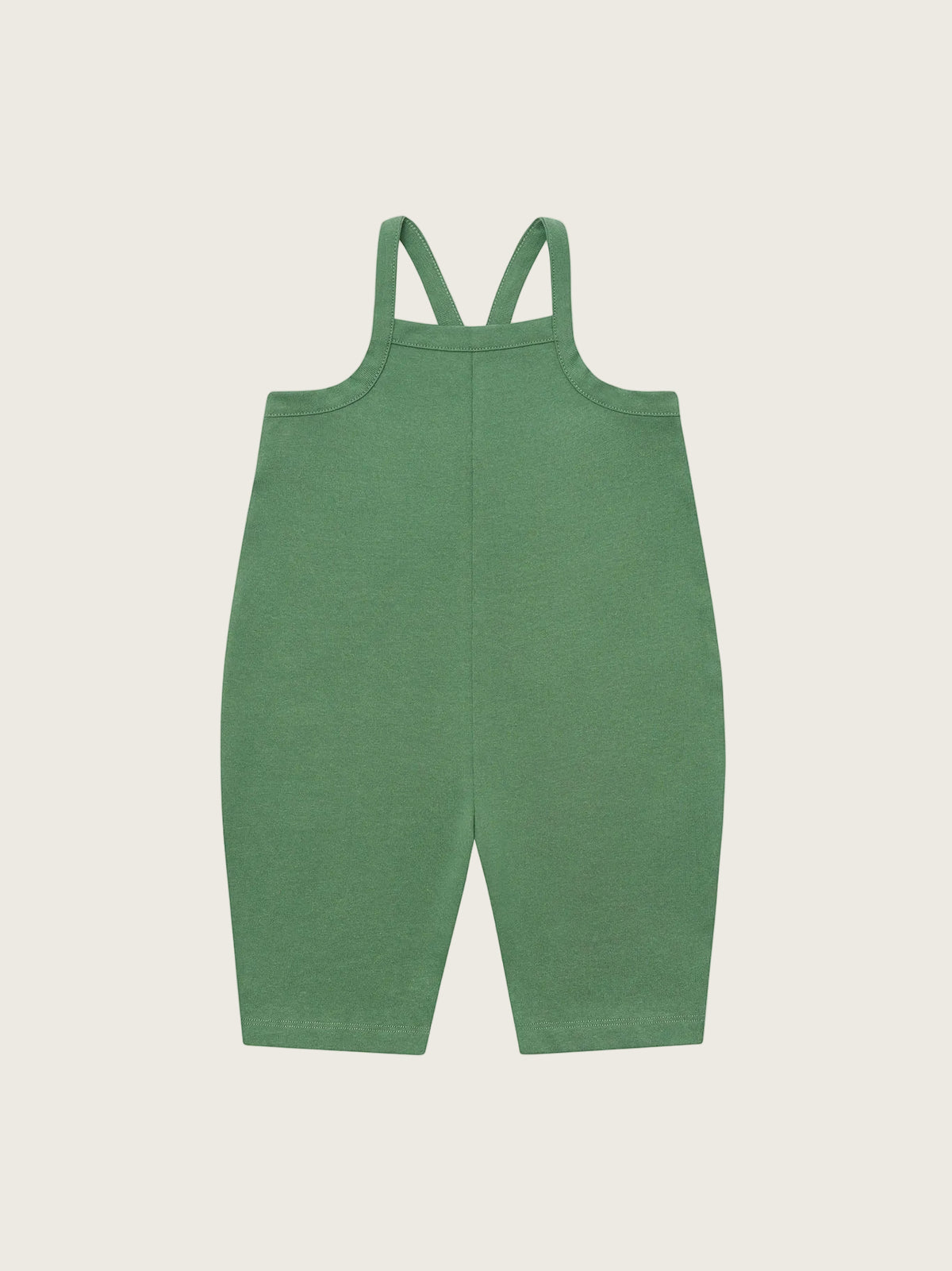 Green dungarees on a white background