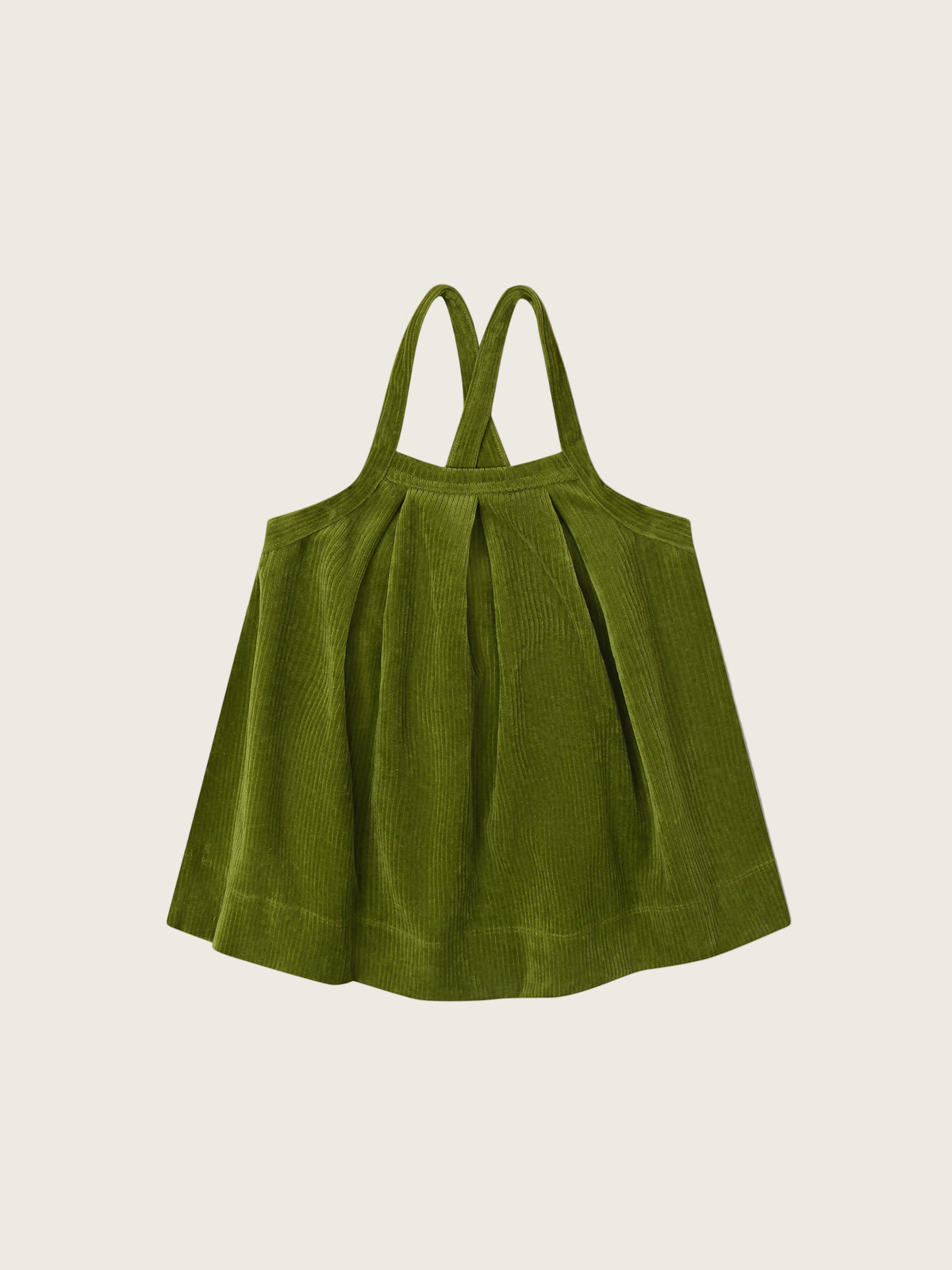 toddler cotton cord pinafore skirt in pea pod green with adjustable straps