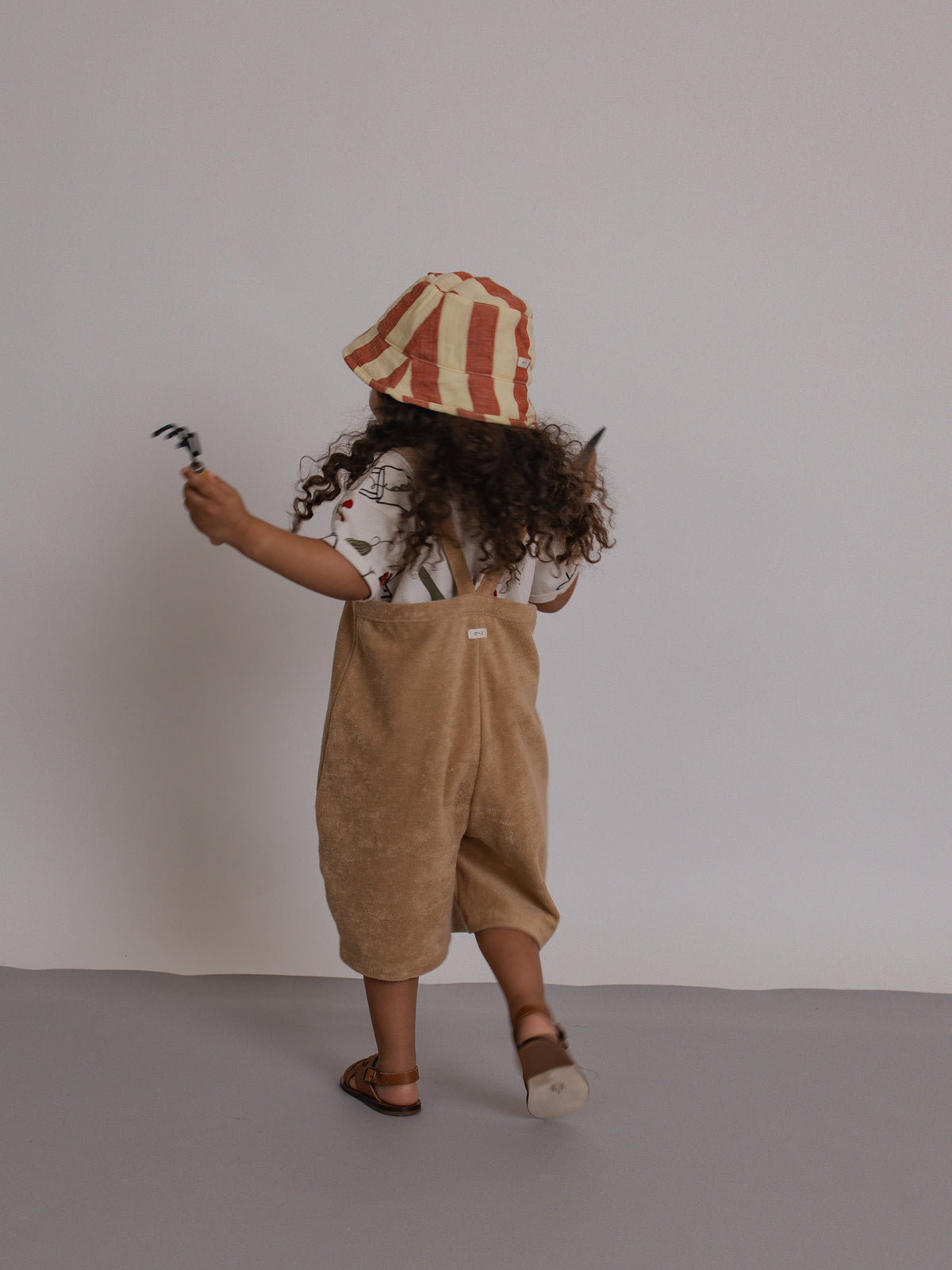 Wheat Terry Cropped Dungarees