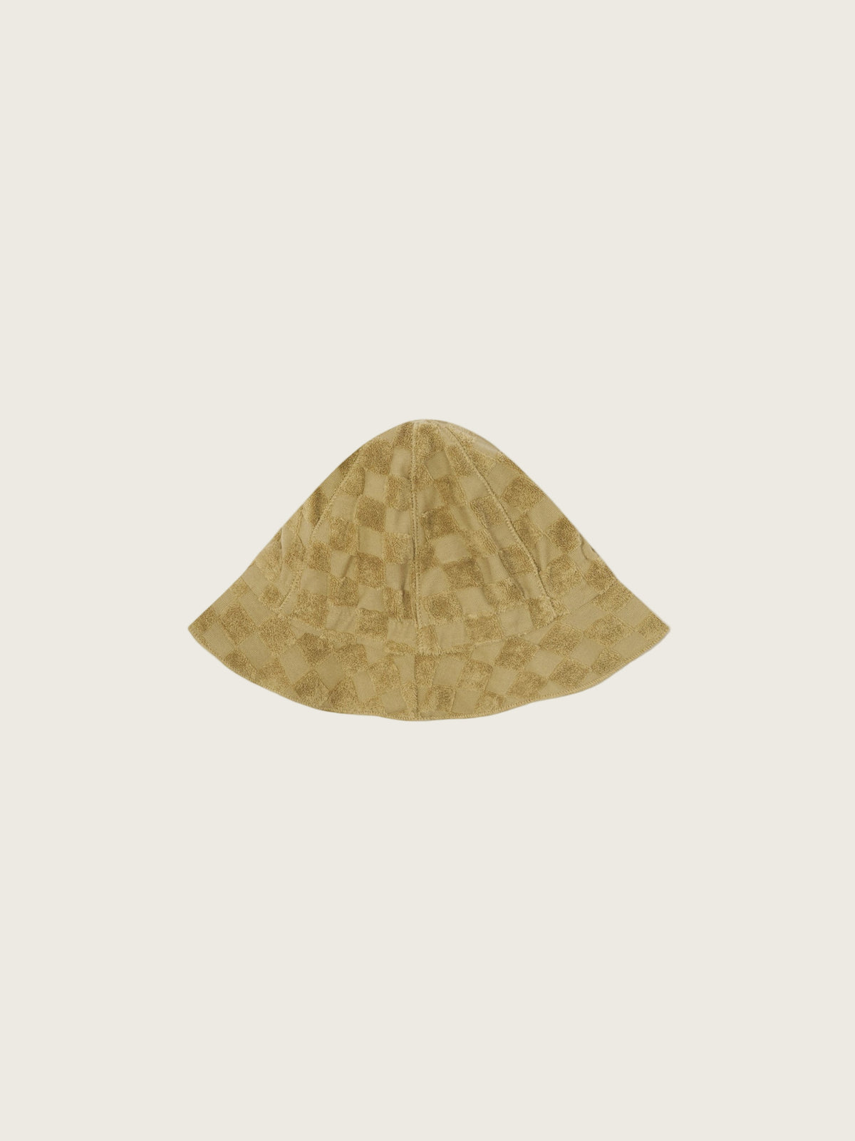 baby & toddler dusky beige checkerboard sun hat in soft organic terry cotton finished with o~z label