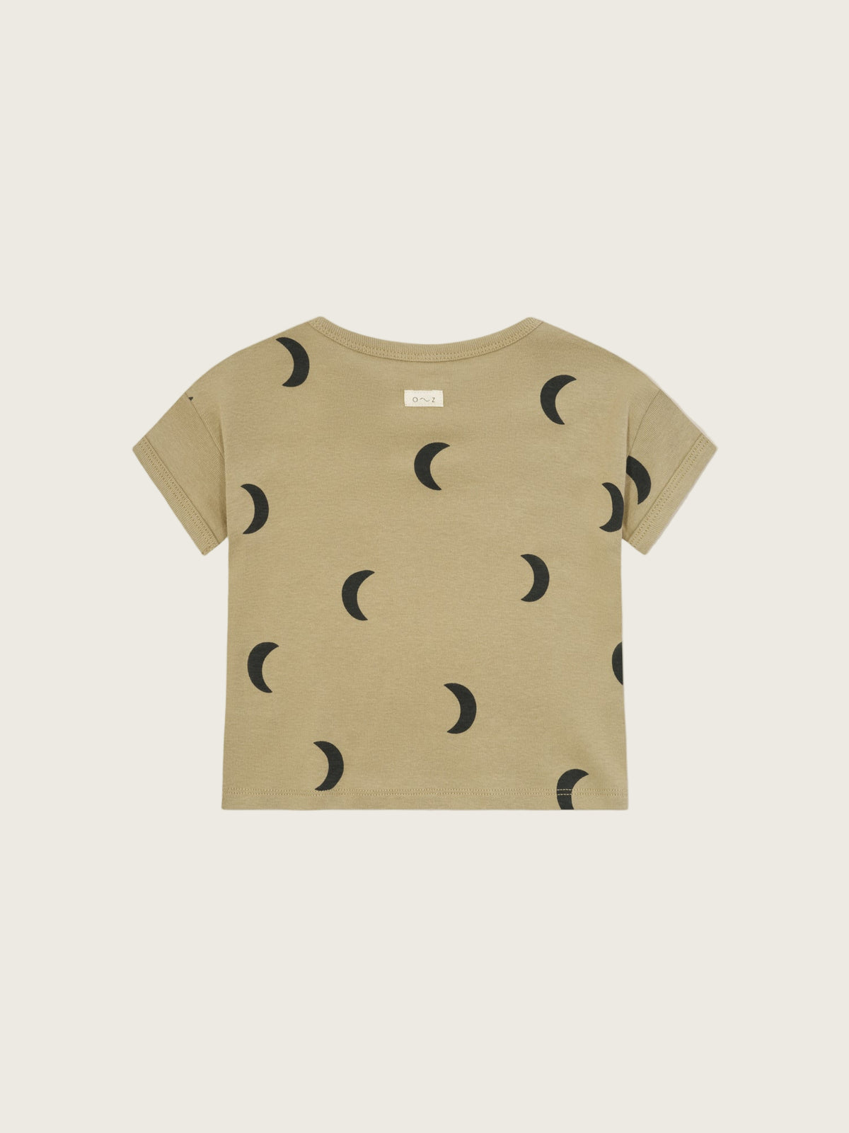 baby & toddler dusky beige organic ribbed cotton boxy drop shoulder t-shirt with black moon print