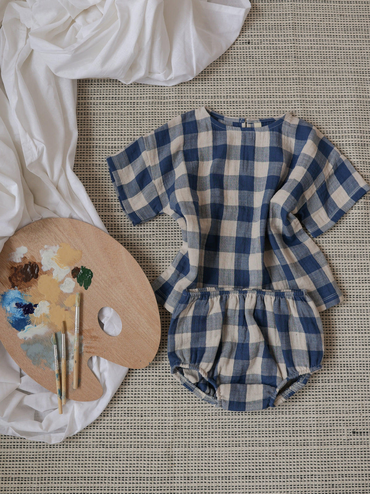 Pottery Blue Gingham Boxy T-shirt