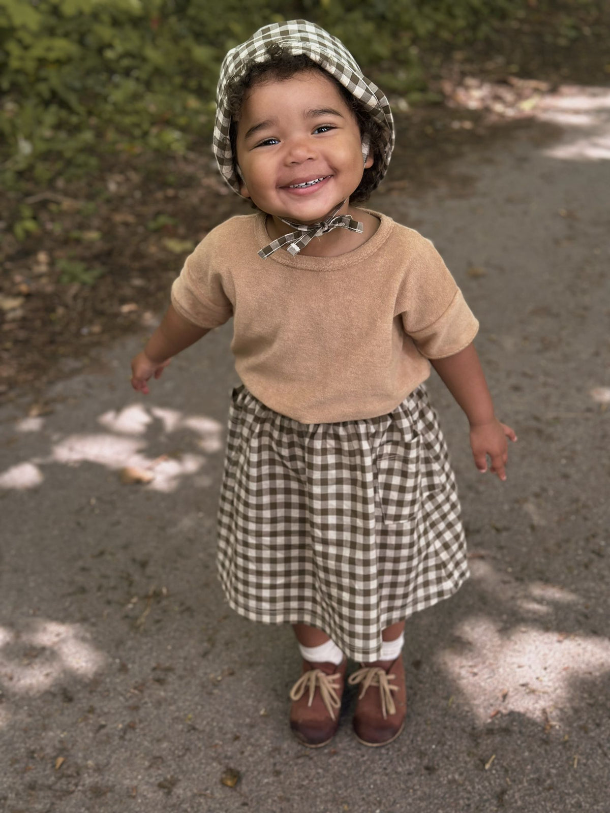 Olive Gingham Tutti Skirt