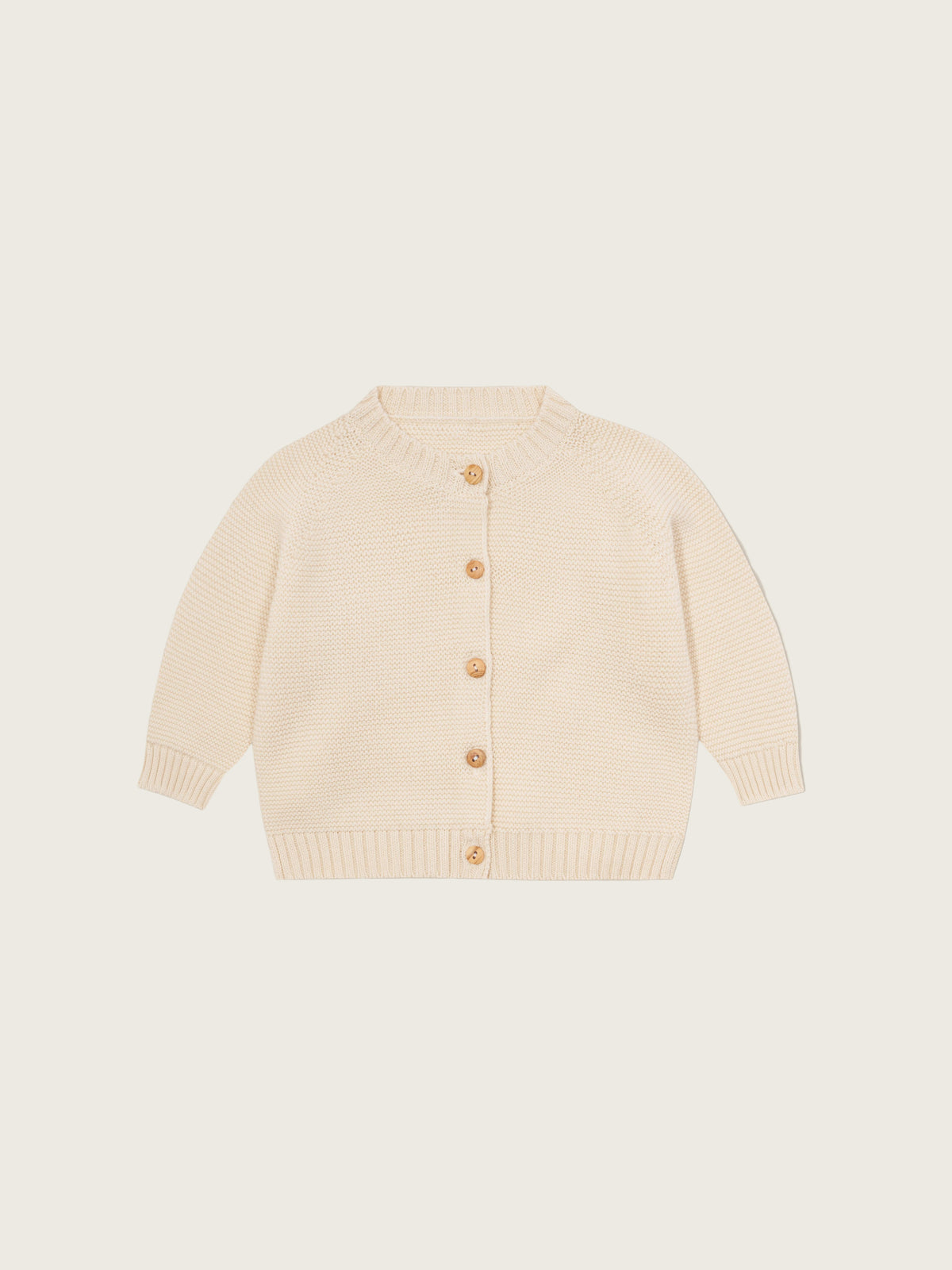 baby and toddler button down undyed cotton knitted cardigan in cream