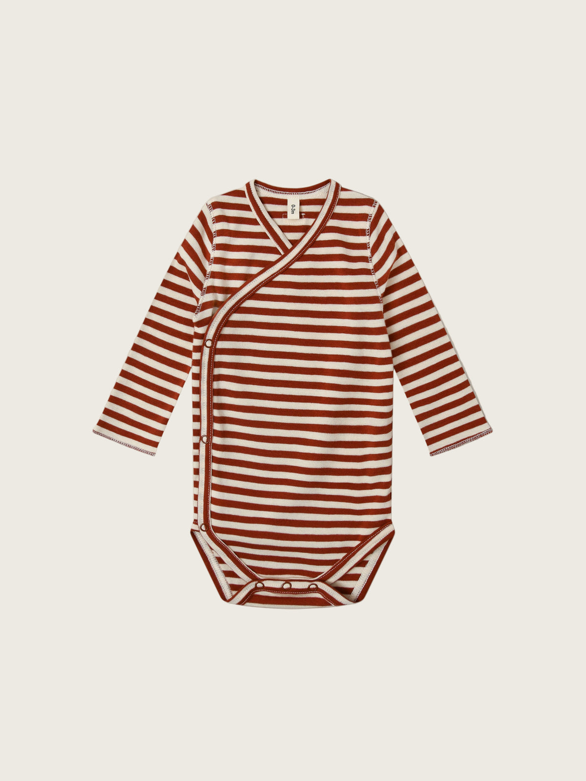 baby and toddler ribbed cotton wrap bodysuit in red and white stripes with front and crotch poppers