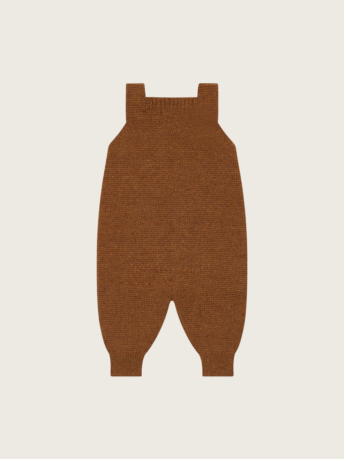 baby and toddler wool salopette in chestnut brown with button straps and ribbed cuffs