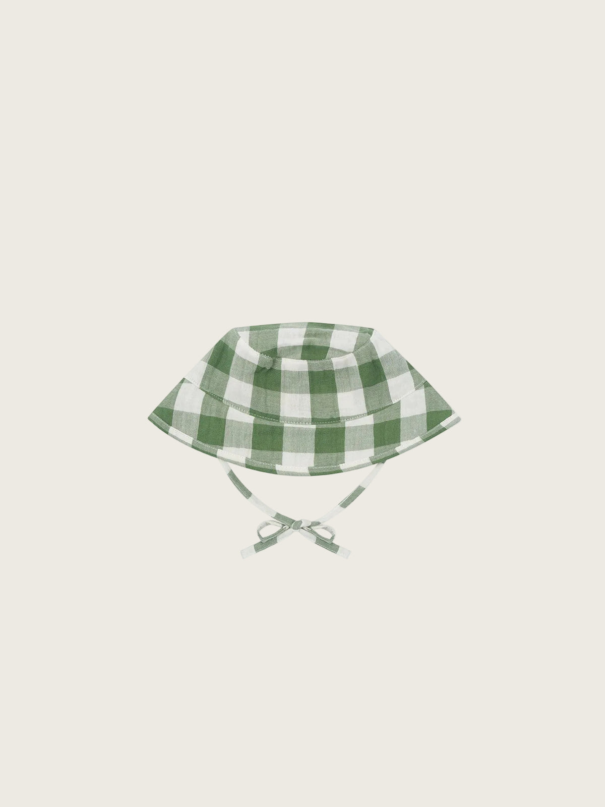 Green and white checkered baby sun hat on a white background