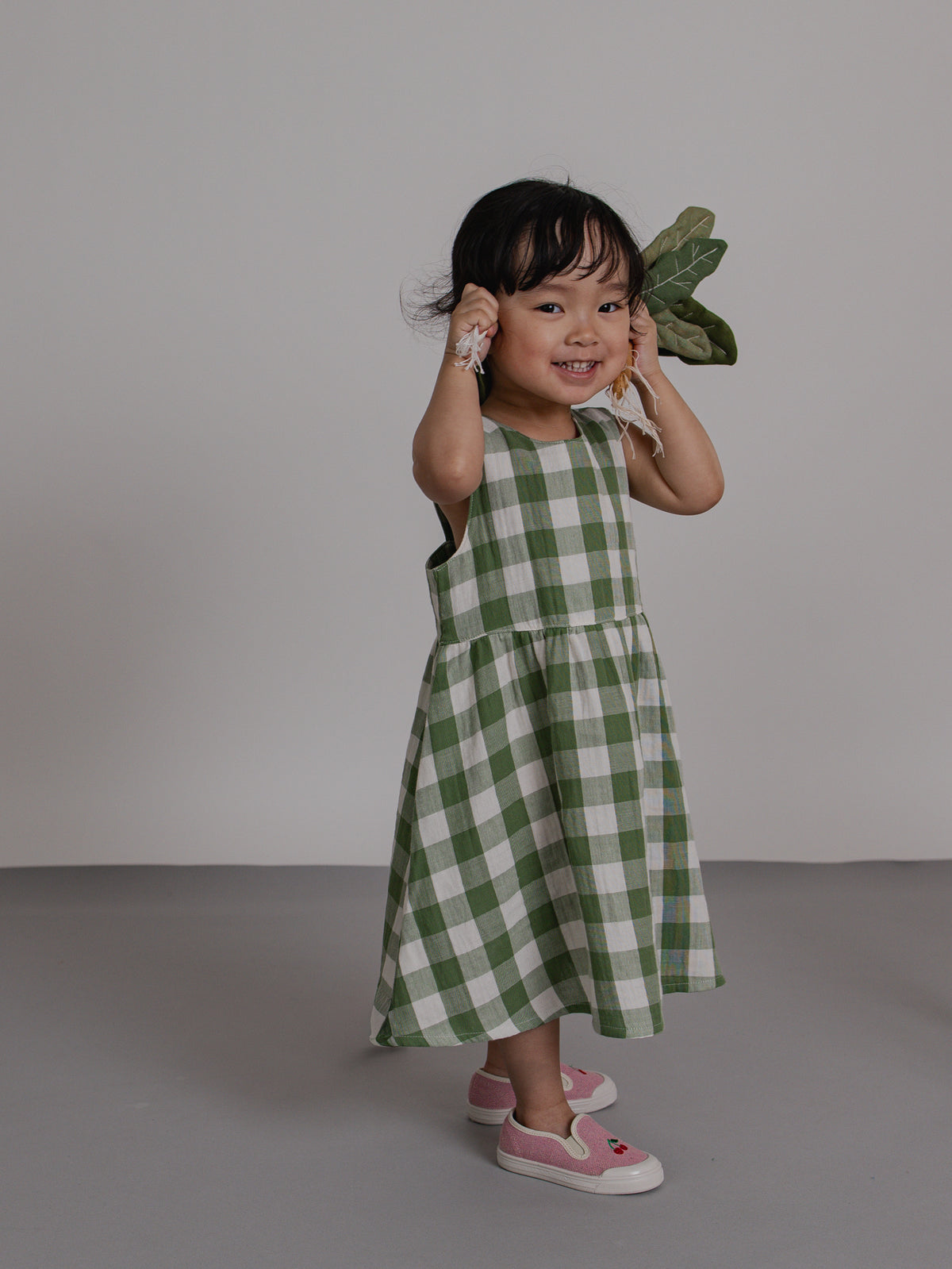 Dill Gingham Sleeveless Dress