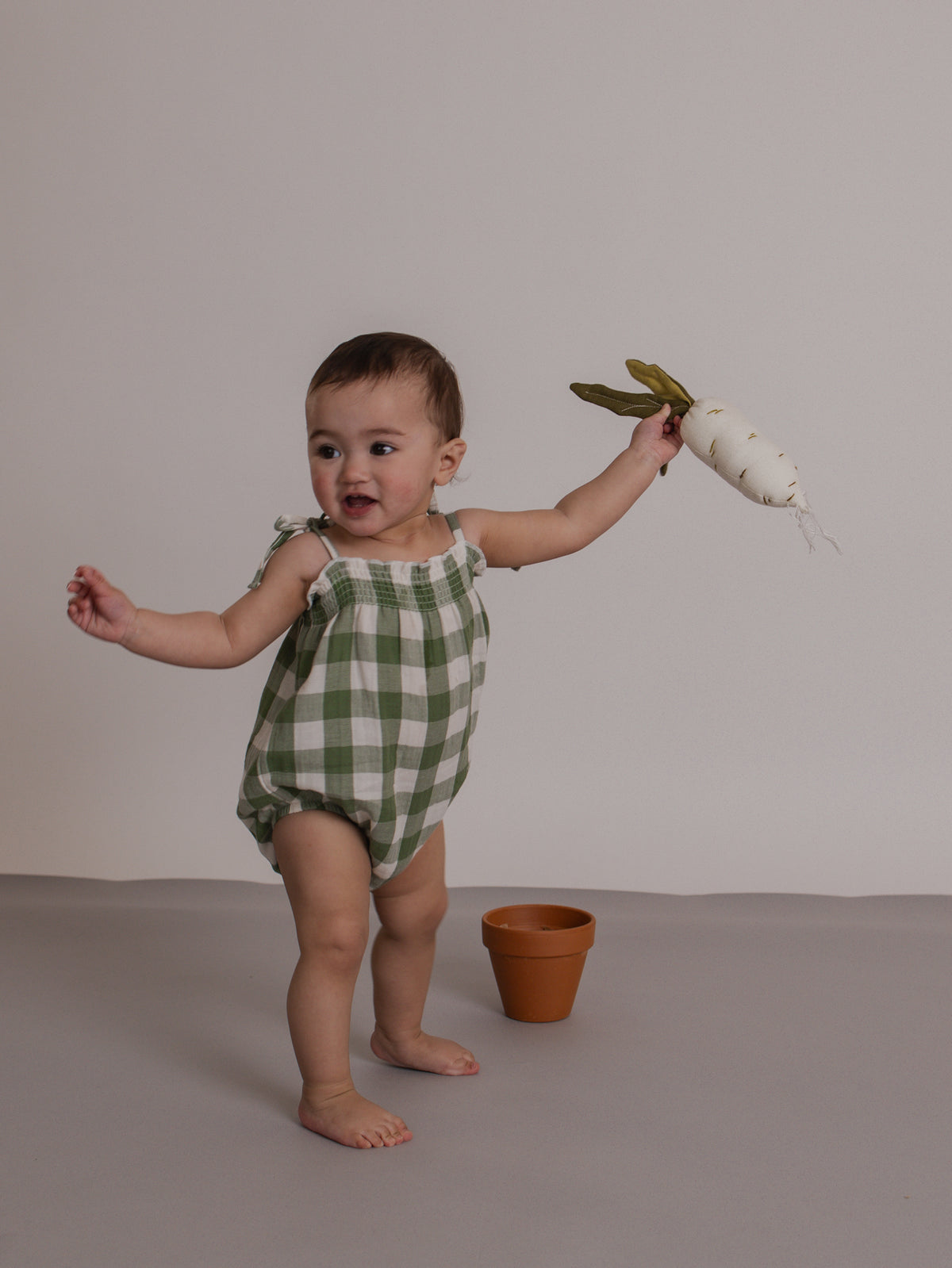 Dill Gingham Spaghetti Bodysuit