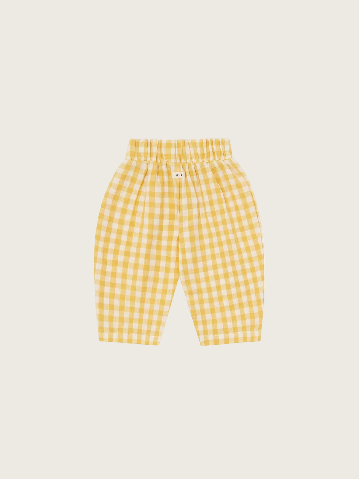 Yellow checkered pants on a white background