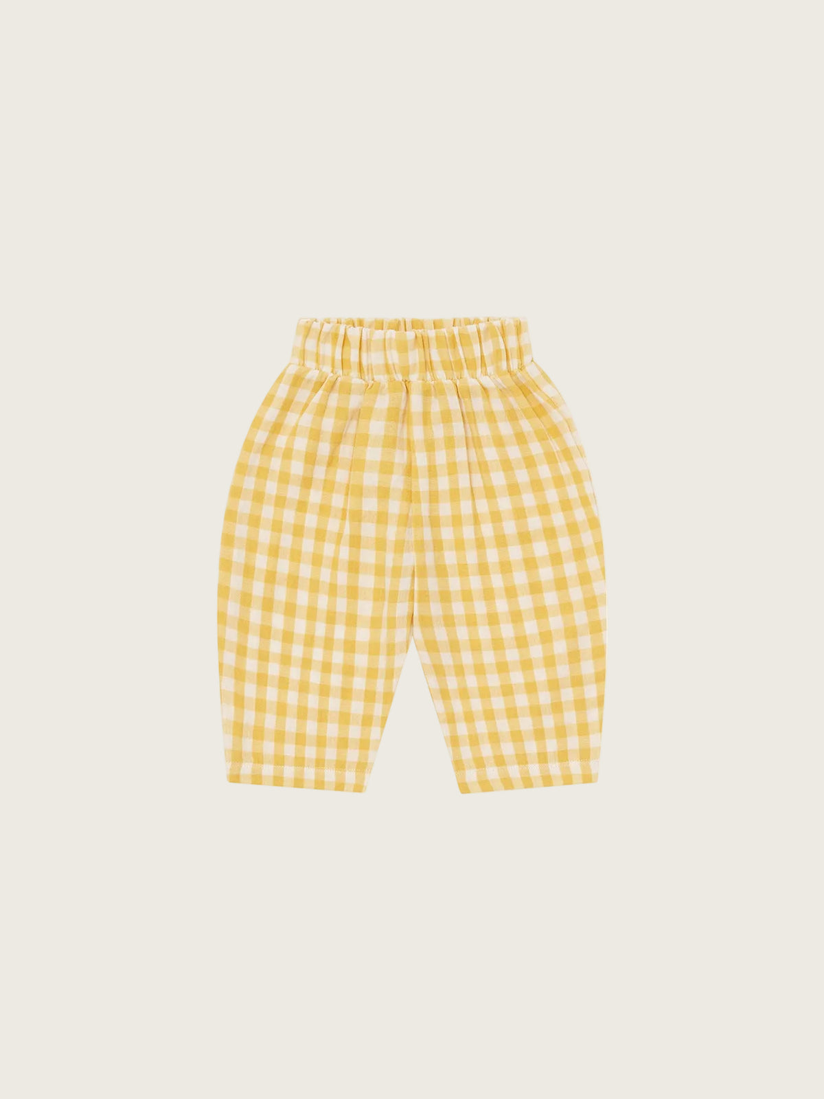 Yellow checkered pants on a white background