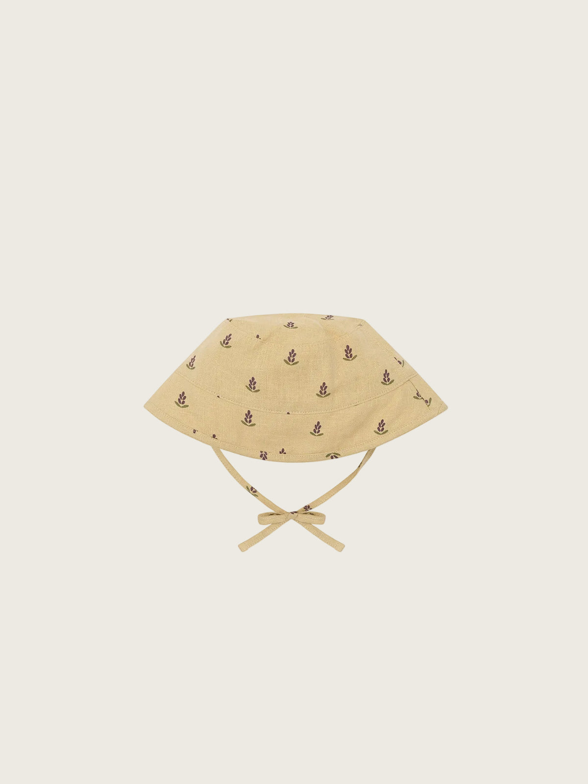 Beige sun hat with pattern on a white background