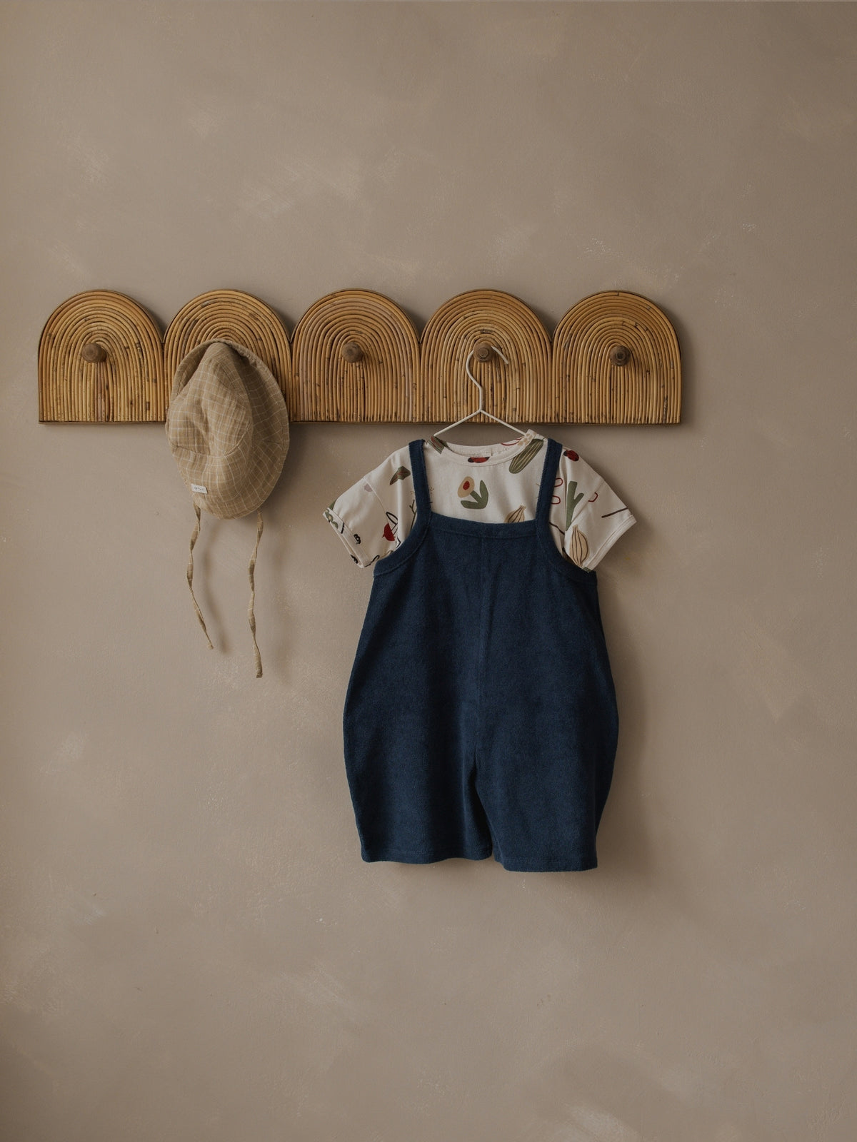 Navy Terry Cropped Dungarees