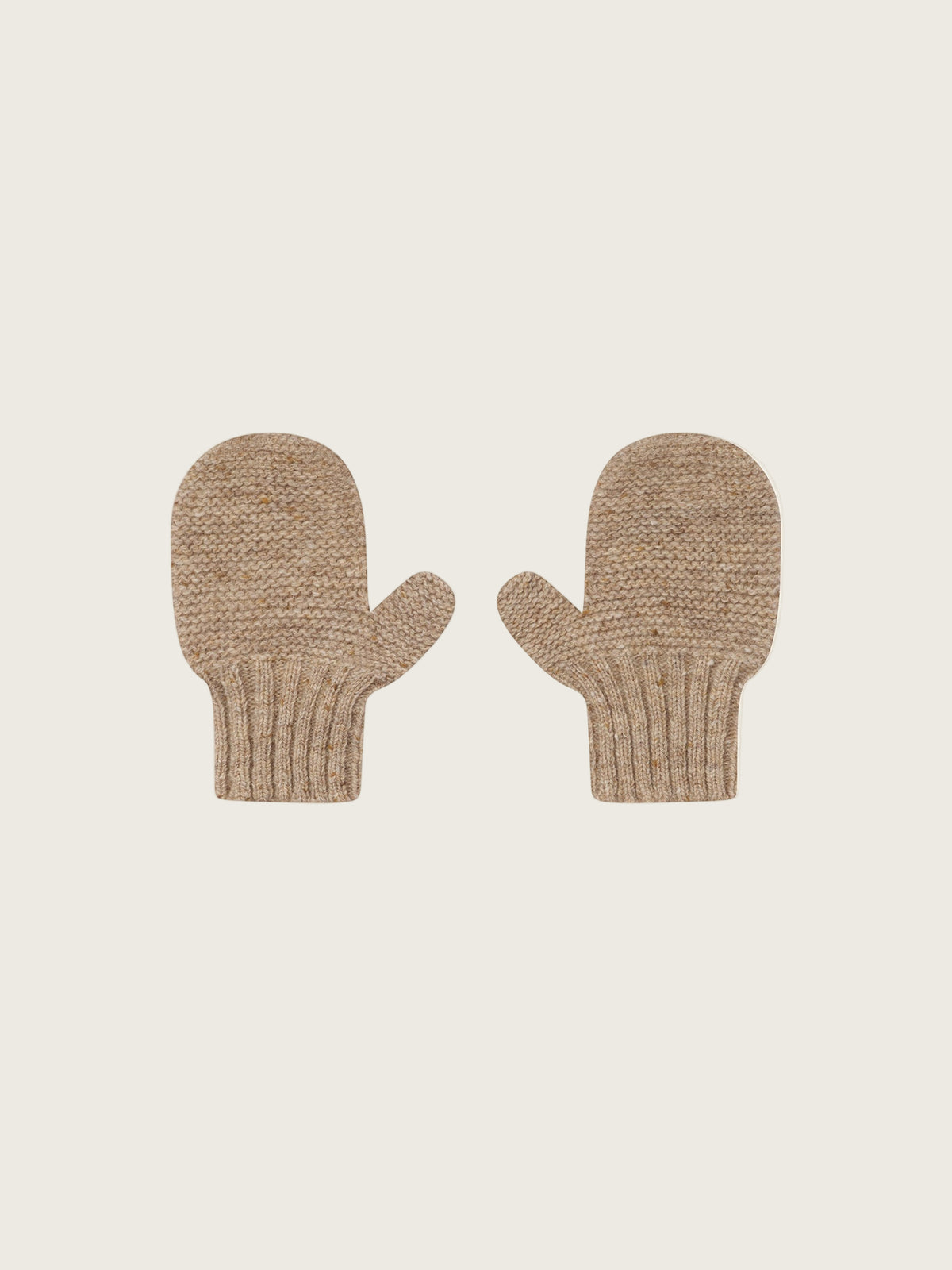 baby and toddler knitted wool mittens in oatmeal with ribbed cuffs