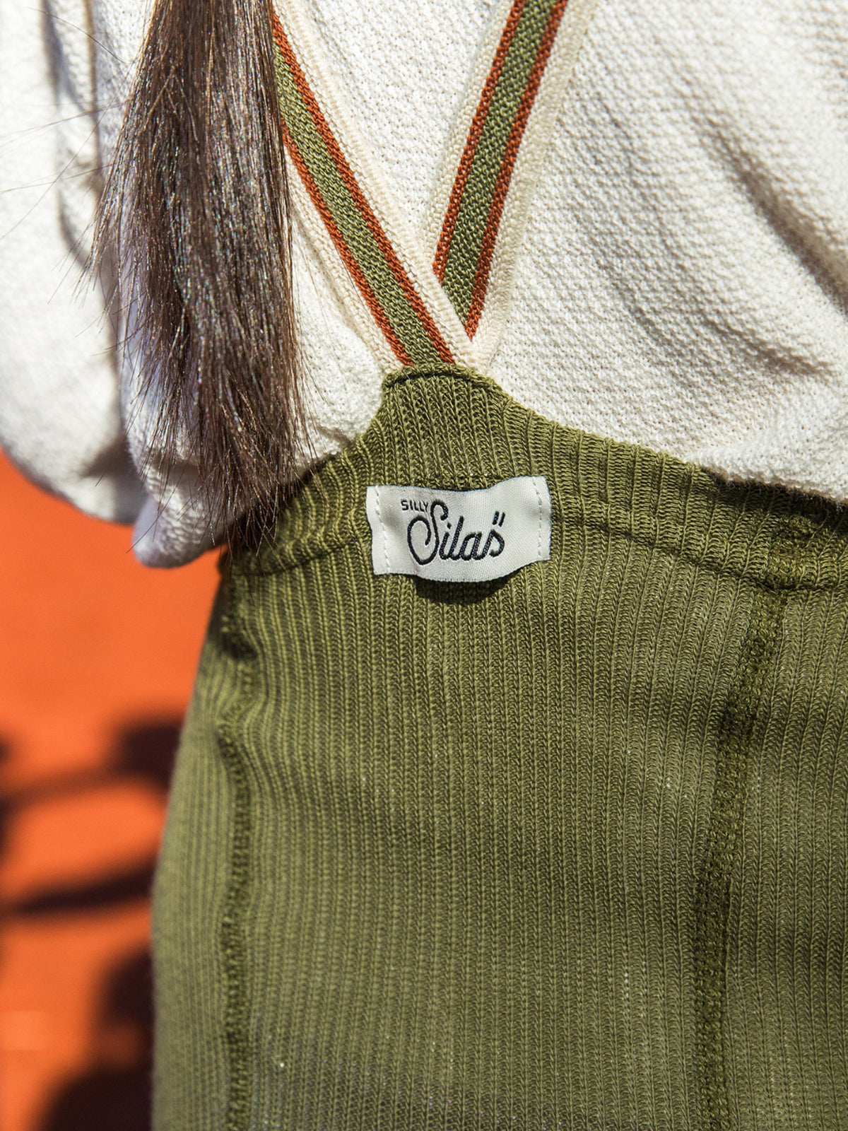 Olive Striped Footless Tights with braces