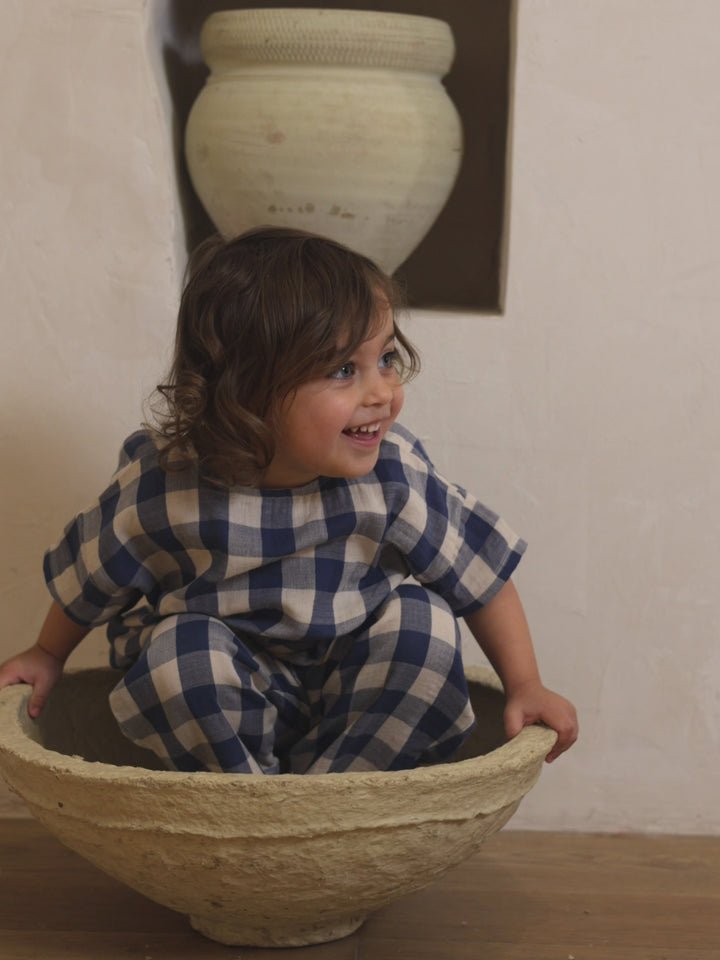 Pottery Blue Gingham Boxy T-shirt