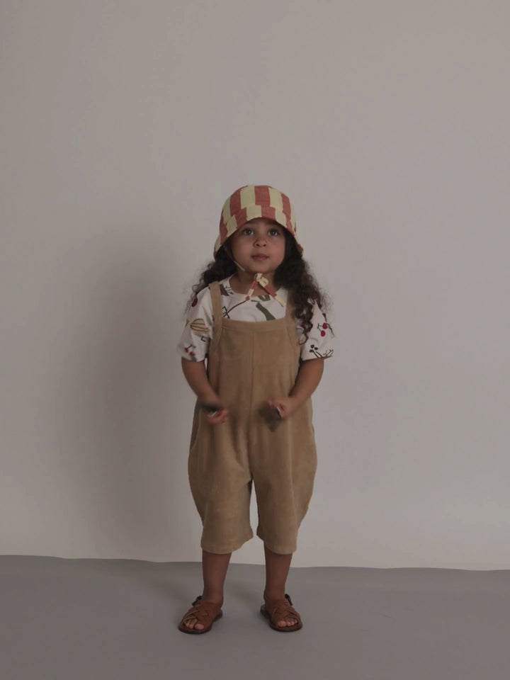 Wheat Terry Cropped Dungarees