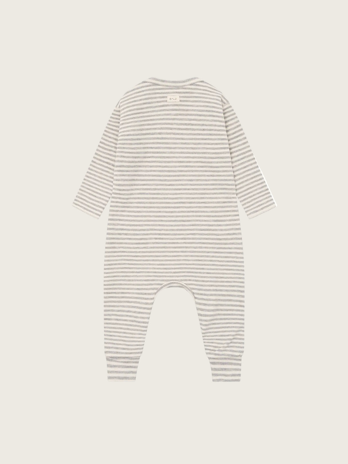 Striped baby onesie on a white background