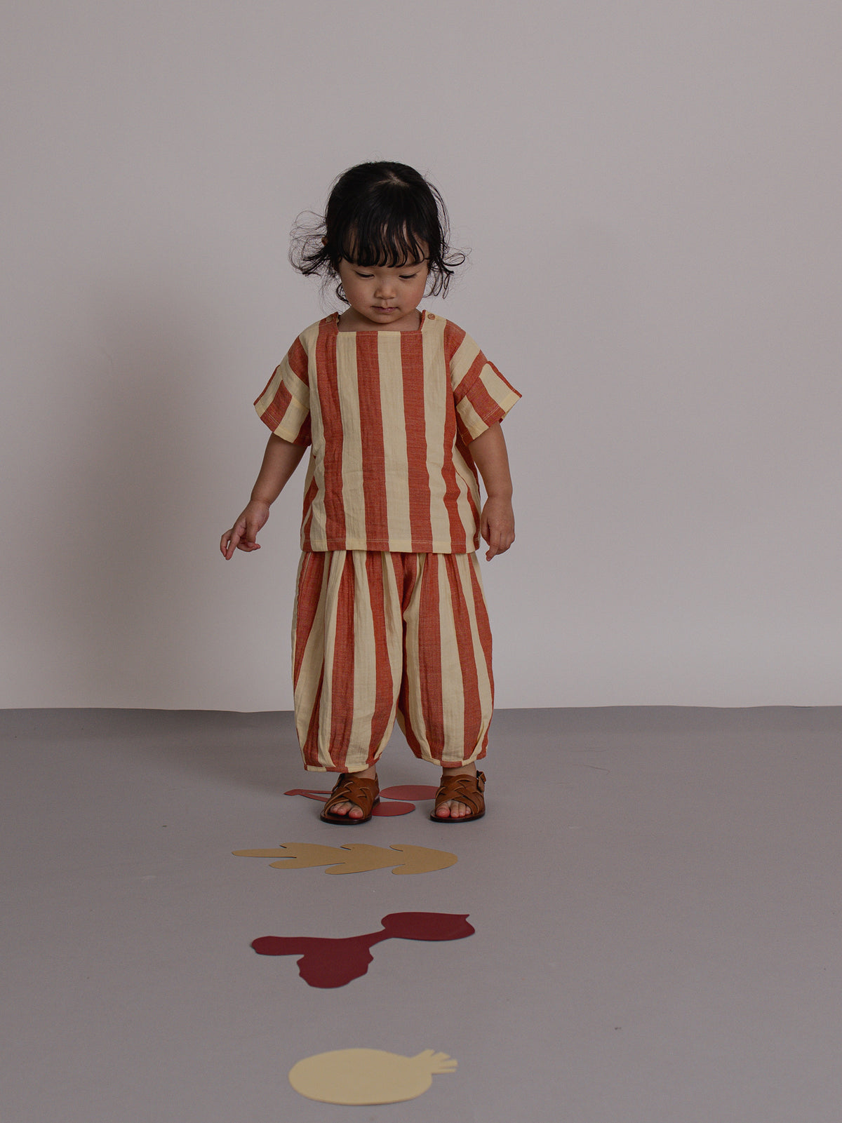 Tomato Stripes Square Neck T-Shirt
